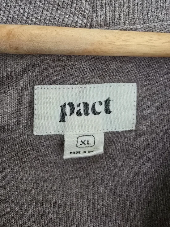 Pact 100% Organic Cotton Zip Up Hoodie in Heather Taupe, XL, Vguc, With Pockets - Picture 2 of 4